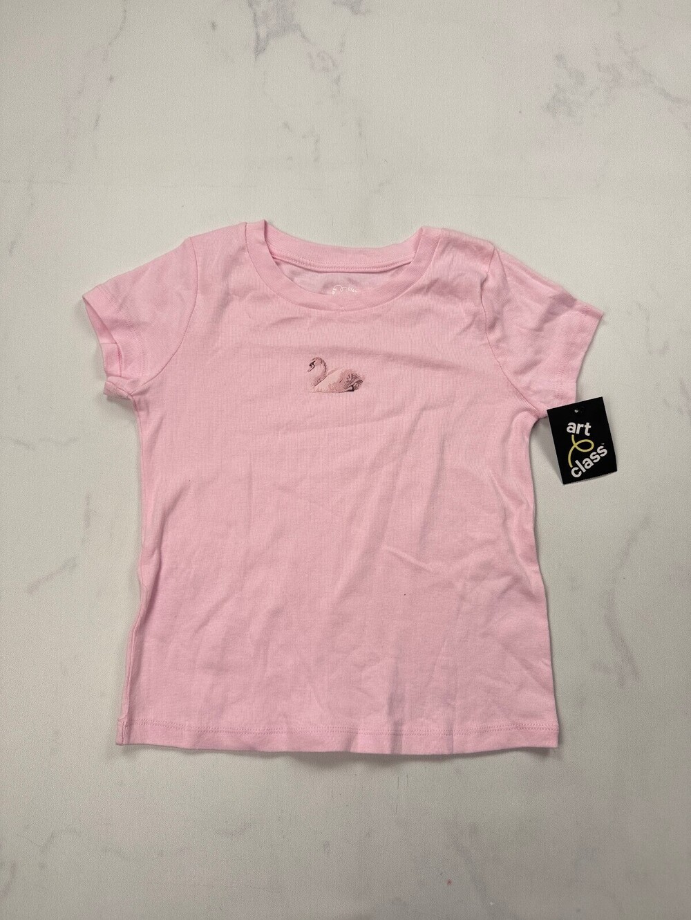 Art Class Swan T Shirt Pink Modern Feminine - Girls XL